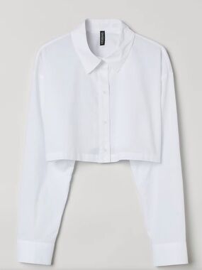 H&M Crop White Dress Shirt